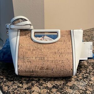 Anne Klein White and Brown Satchel